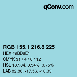 Color code: RGB 155.1 216.8 225 | qconv.com