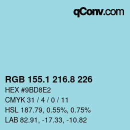 Color code: RGB 155.1 216.8 226 | qconv.com