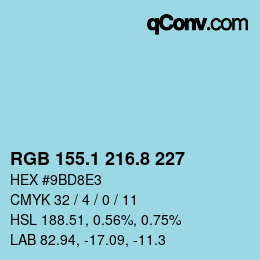 カラーコード: RGB 155.1 216.8 227 | qconv.com