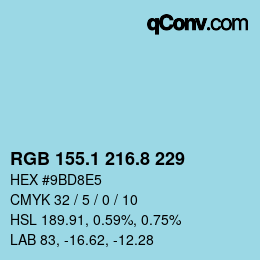 Color code: RGB 155.1 216.8 229 | qconv.com