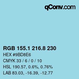 カラーコード: RGB 155.1 216.8 230 | qconv.com