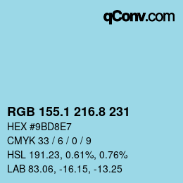 Color code: RGB 155.1 216.8 231 | qconv.com