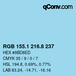 Color code: RGB 155.1 216.8 237 | qconv.com