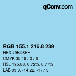 Color code: RGB 155.1 216.8 239 | qconv.com