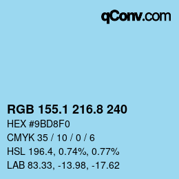 Color code: RGB 155.1 216.8 240 | qconv.com