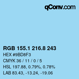 Color code: RGB 155.1 216.8 243 | qconv.com