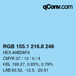 Código de color: RGB 155.1 216.8 246 | qconv.com