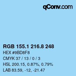 Color code: RGB 155.1 216.8 248 | qconv.com