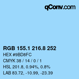 Farbcode: RGB 155.1 216.8 252 | qconv.com