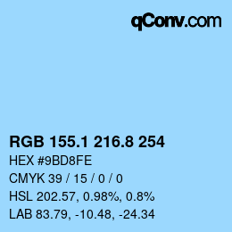 カラーコード: RGB 155.1 216.8 254 | qconv.com