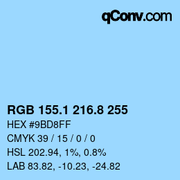 Color code: RGB 155.1 216.8 255 | qconv.com