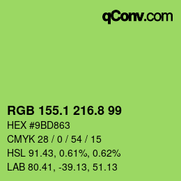 カラーコード: RGB 155.1 216.8 99 | qconv.com