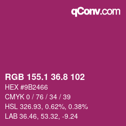 カラーコード: RGB 155.1 36.8 102 | qconv.com