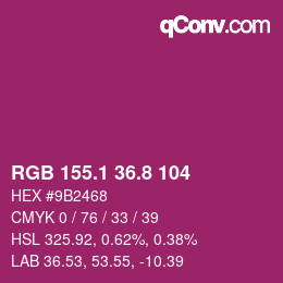 カラーコード: RGB 155.1 36.8 104 | qconv.com