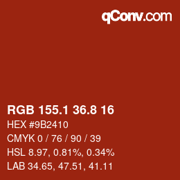 カラーコード: RGB 155.1 36.8 16 | qconv.com