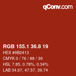 Color code: RGB 155.1 36.8 19 | qconv.com