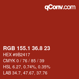 Farbcode: RGB 155.1 36.8 23 | qconv.com