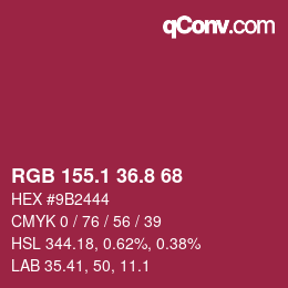 カラーコード: RGB 155.1 36.8 68 | qconv.com