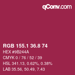 カラーコード: RGB 155.1 36.8 74 | qconv.com