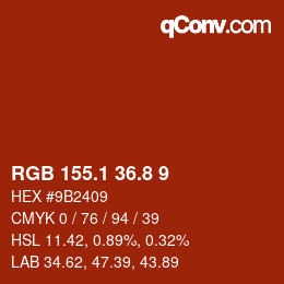 Color code: RGB 155.1 36.8 9 | qconv.com