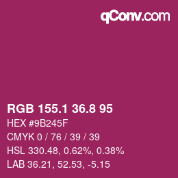 カラーコード: RGB 155.1 36.8 95 | qconv.com