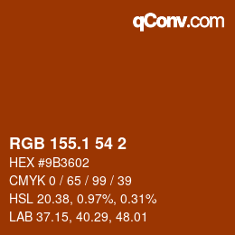 Color code: RGB 155.1 54 2 | qconv.com