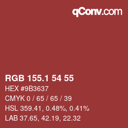 カラーコード: RGB 155.1 54 55 | qconv.com