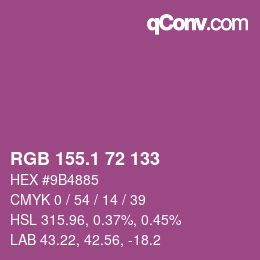カラーコード: RGB 155.1 72 133 | qconv.com