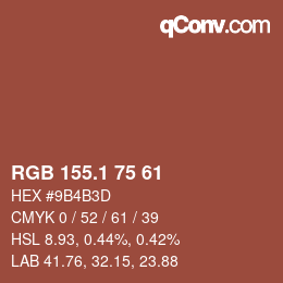 カラーコード: RGB 155.1 75 61 | qconv.com