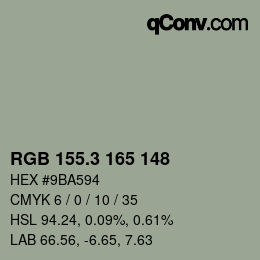 カラーコード: RGB 155.3 165 148 | qconv.com