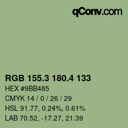 カラーコード: RGB 155.3 180.4 133 | qconv.com