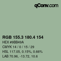 カラーコード: RGB 155.3 180.4 154 | qconv.com