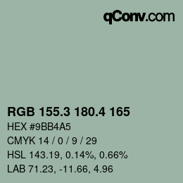 カラーコード: RGB 155.3 180.4 165 | qconv.com