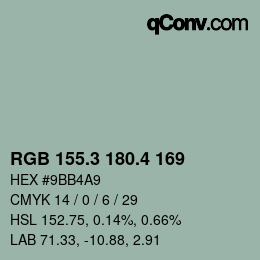 カラーコード: RGB 155.3 180.4 169 | qconv.com