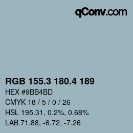 カラーコード: RGB 155.3 180.4 189 | qconv.com