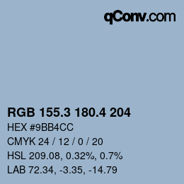カラーコード: RGB 155.3 180.4 204 | qconv.com