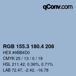 カラーコード: RGB 155.3 180.4 208 | qconv.com