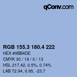 カラーコード: RGB 155.3 180.4 222 | qconv.com