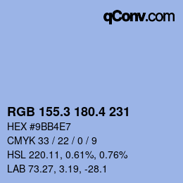 カラーコード: RGB 155.3 180.4 231 | qconv.com