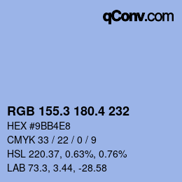 カラーコード: RGB 155.3 180.4 232 | qconv.com