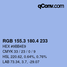 カラーコード: RGB 155.3 180.4 233 | qconv.com