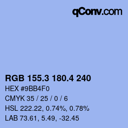 カラーコード: RGB 155.3 180.4 240 | qconv.com