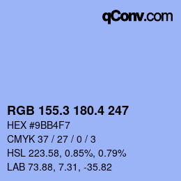 カラーコード: RGB 155.3 180.4 247 | qconv.com