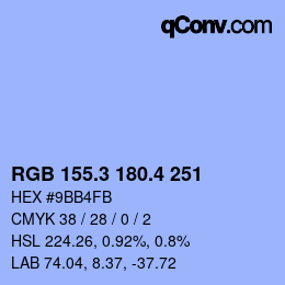 カラーコード: RGB 155.3 180.4 251 | qconv.com