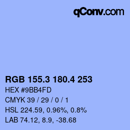 カラーコード: RGB 155.3 180.4 253 | qconv.com
