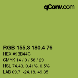 カラーコード: RGB 155.3 180.4 76 | qconv.com