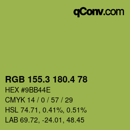 カラーコード: RGB 155.3 180.4 78 | qconv.com