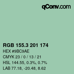 カラーコード: RGB 155.3 201 174 | qconv.com