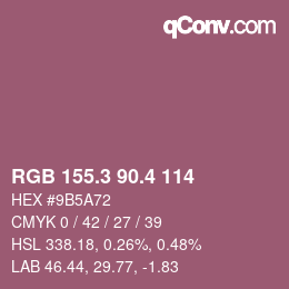カラーコード: RGB 155.3 90.4 114 | qconv.com