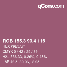 カラーコード: RGB 155.3 90.4 116 | qconv.com